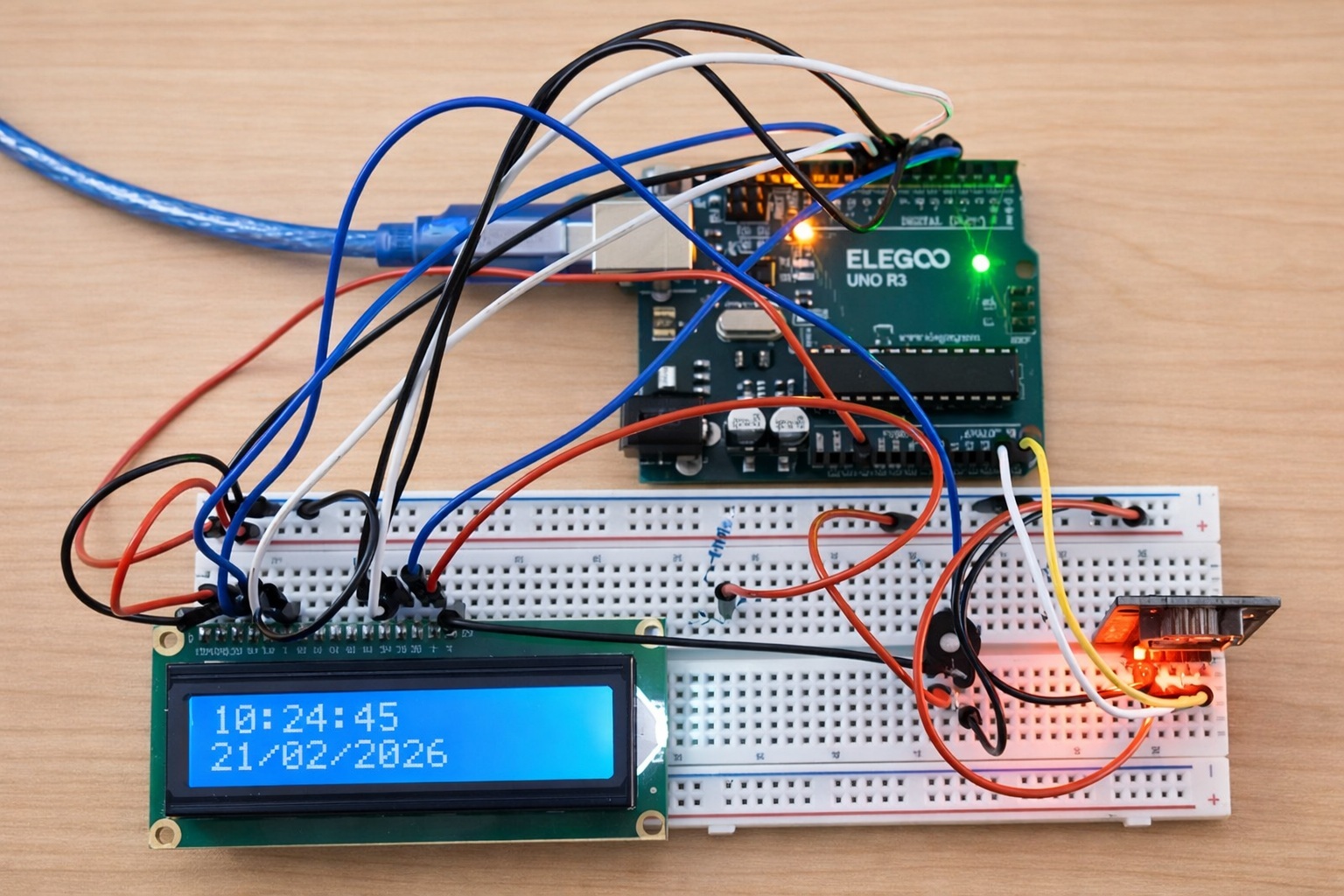 Zegar na Arduino z modułem czasu rzeczywistego DS1307 i LCD 16×2